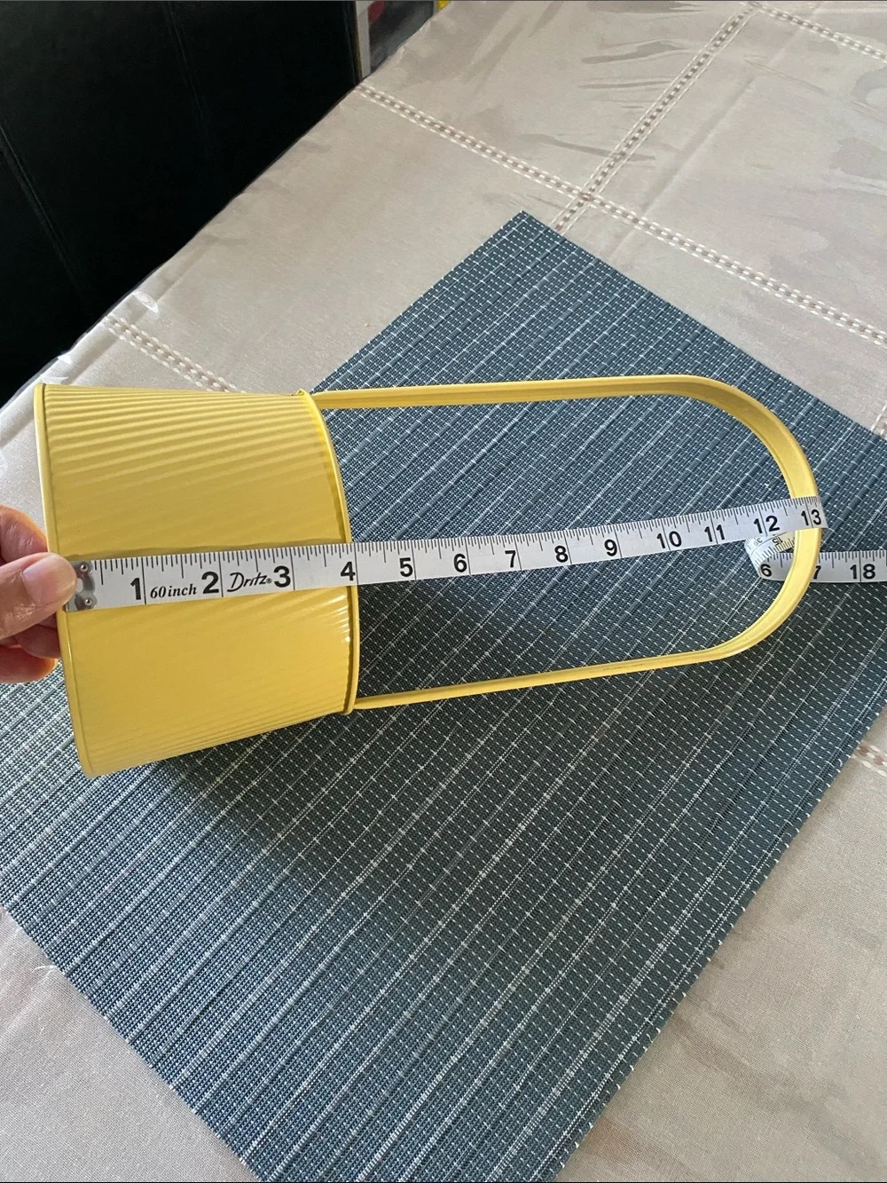 Yellow Metal Hanging Basket with Handle